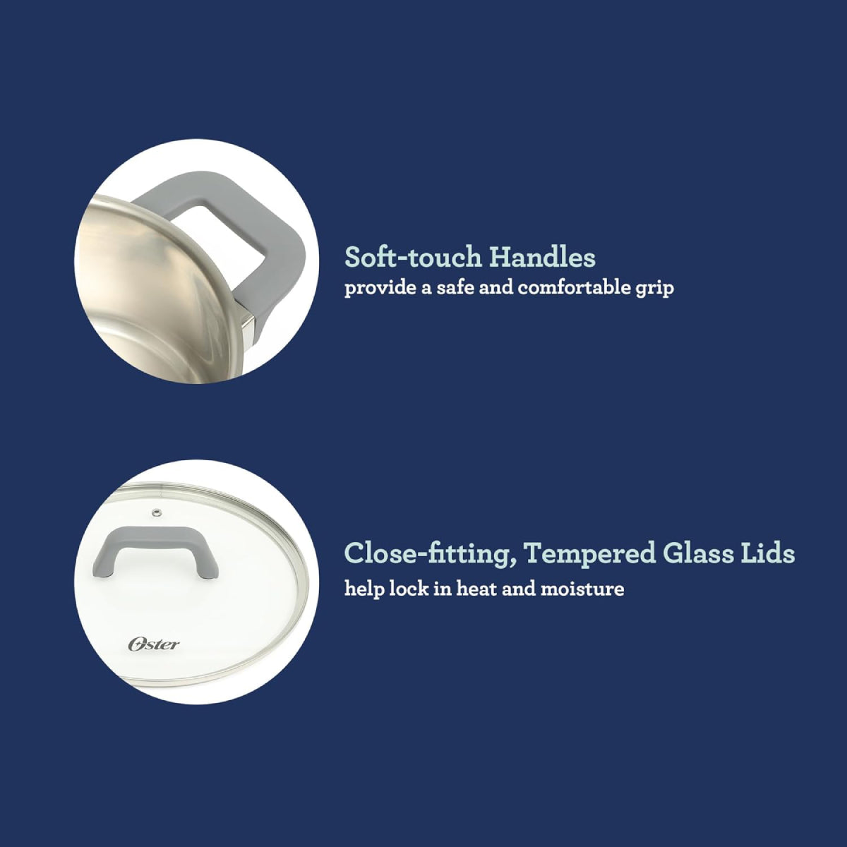 Oster Beauford Stainless Cookware Set (9-Piece) - Silver