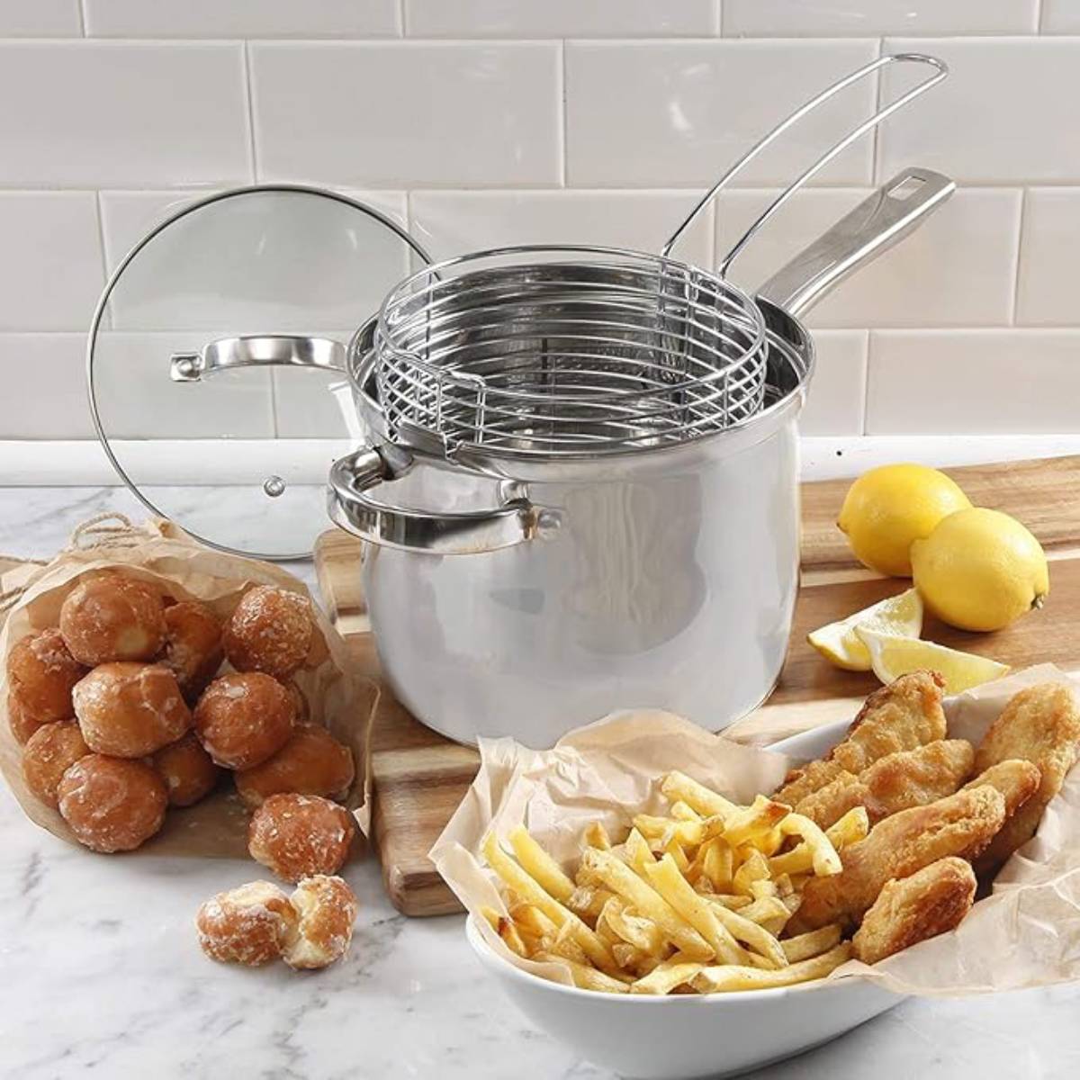 Oster Sangerfield 3.65 qt Deep Fryer Cookware Set (3-Piece) - Silver