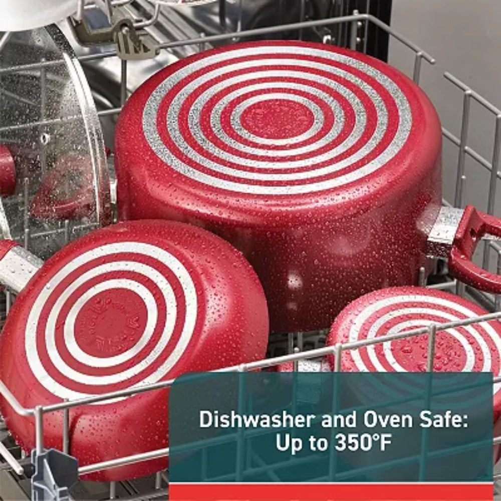 T-Fal Non-Stick (10-Piece) Cookware Set - Red