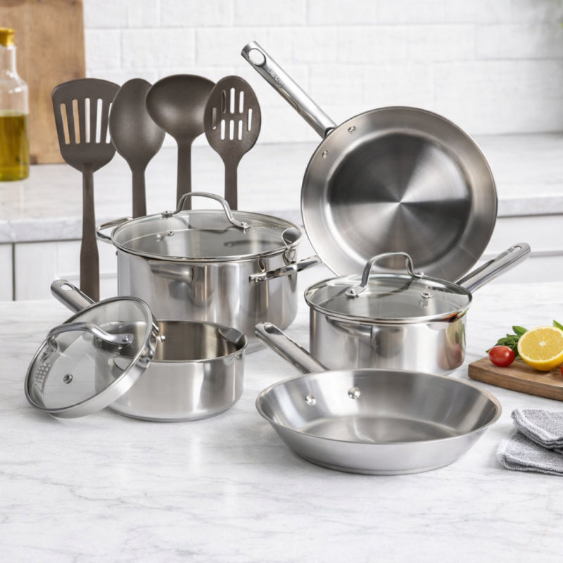 T-Fal Essentials Pro (12-Piece) Cookware Set - Silver