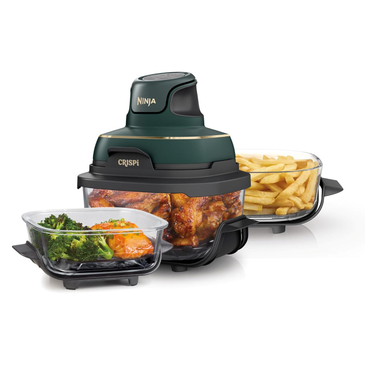 Ninja Crispi FN103BF 5-in-1 Portable Glass Air Fryer Cooking System - Green/Black