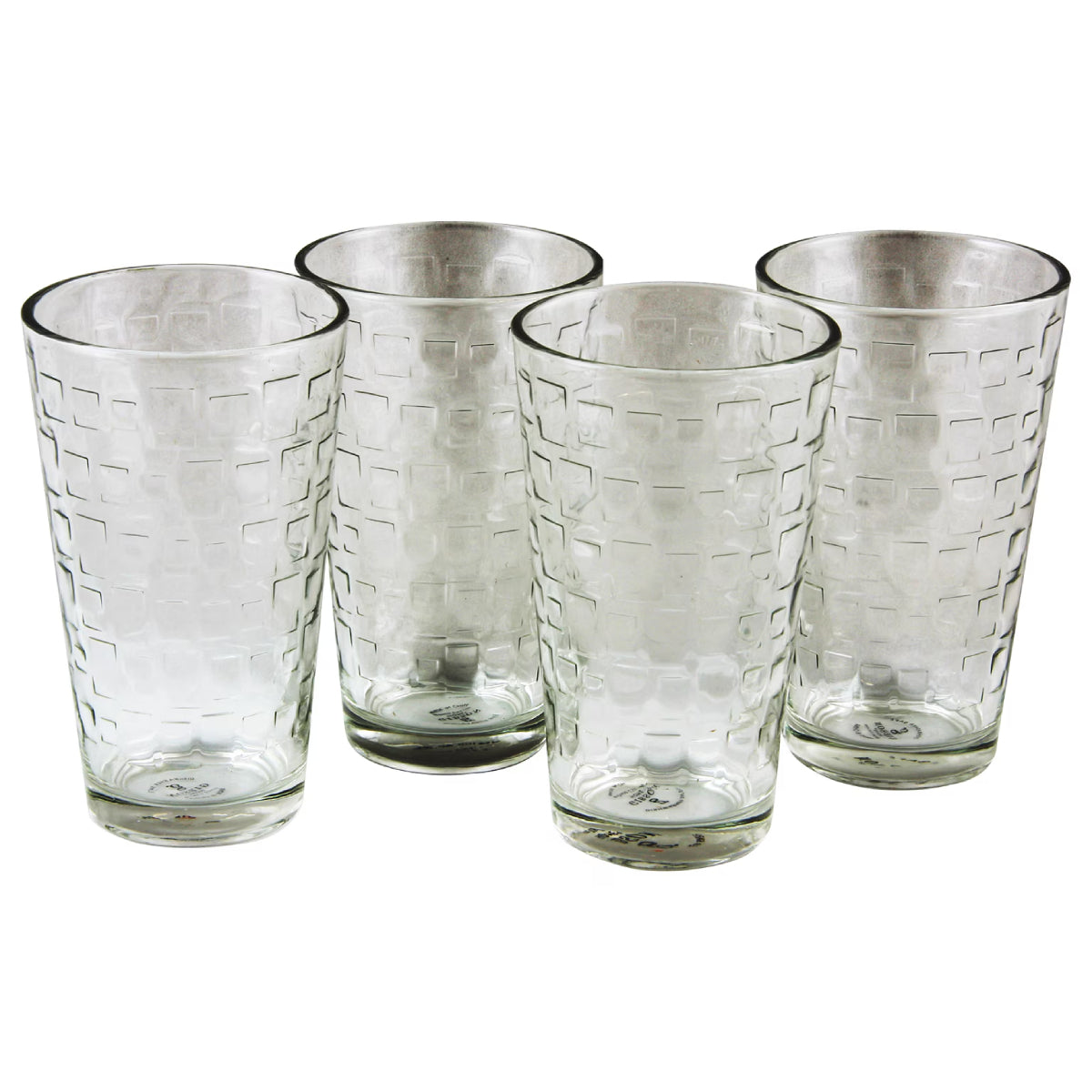 Gibson Home Square Foundations Embossed 16oz (4 Pieces) Tumbler Set - Clear