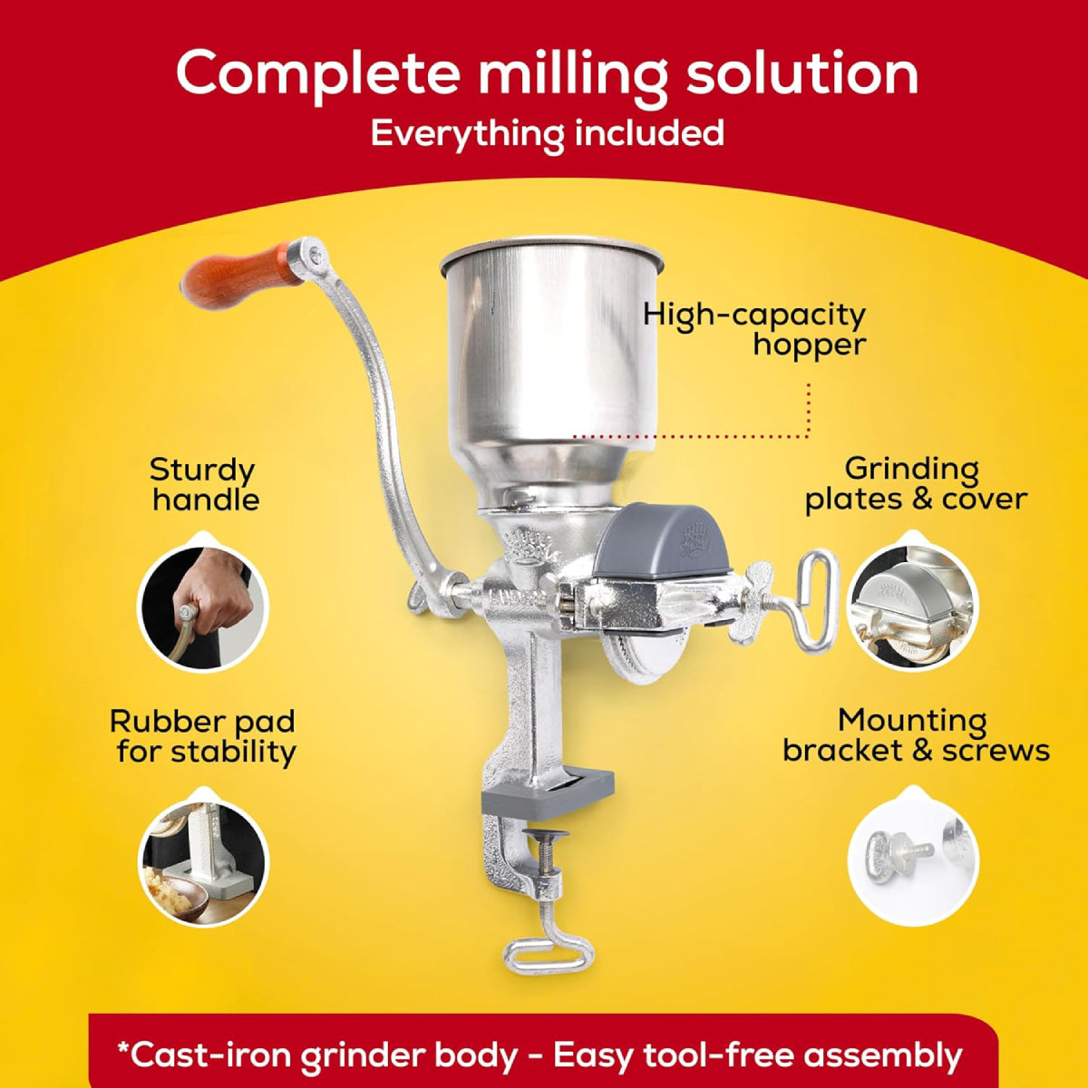 Corona Corn Grinder with High Hopper - Silver