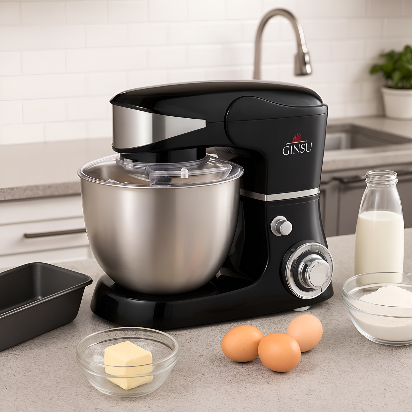 Ginsu 169 oz Stainless Steel Stand Mixer - Black/Silver