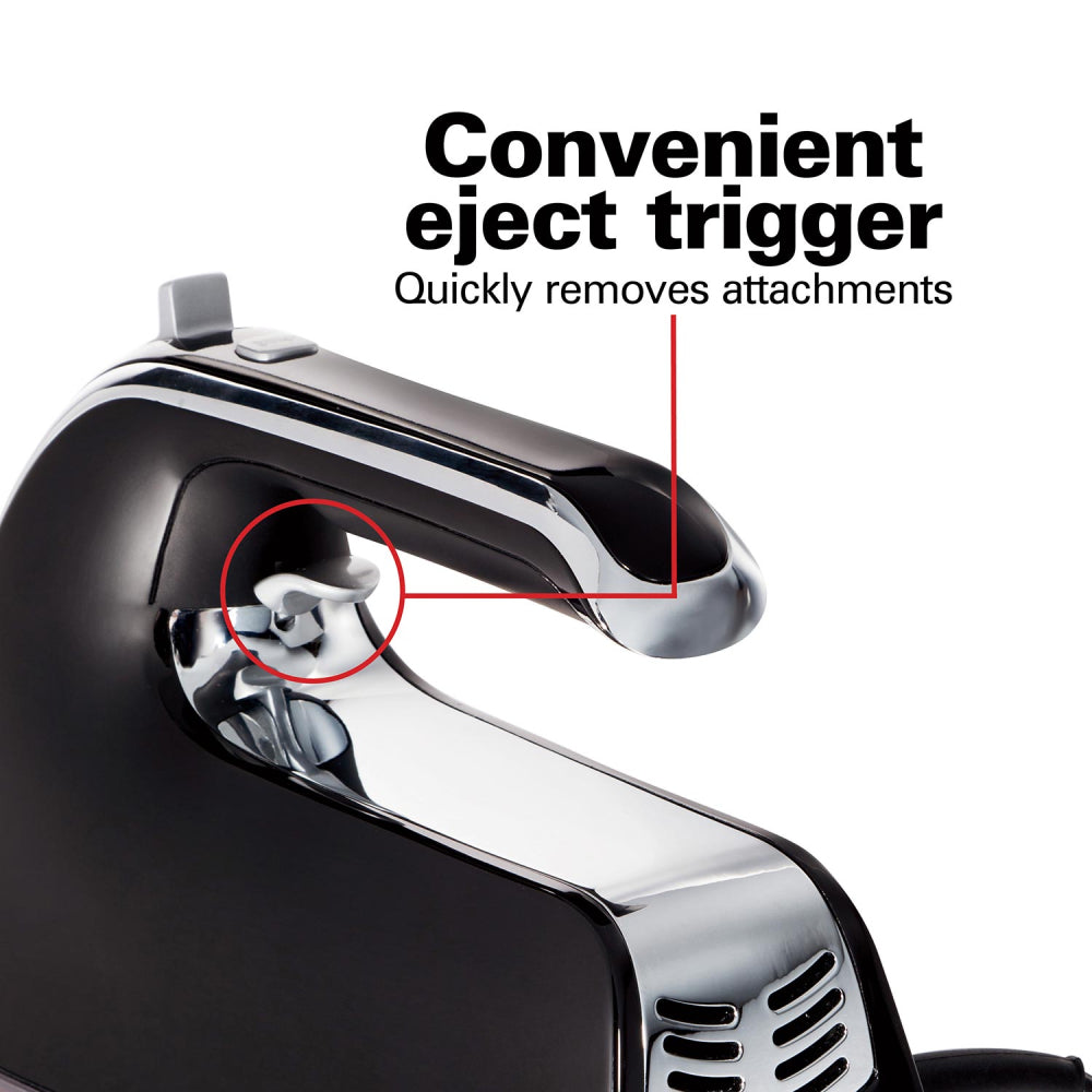 Batidora de mano Hamilton Beach de 6 velocidades con pulsador y estuche a presión, color negro