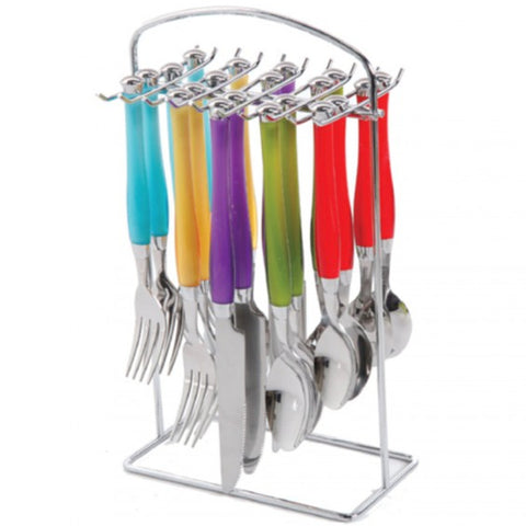 Gibson Home Santoro Hanging Rack with Flatware Set (20-Piece) - Stainless Steel - Curacao