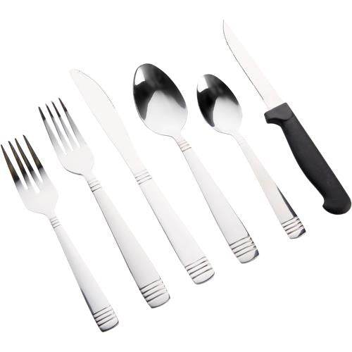 Gibson Home Palmore Stainless Steel Flatware Set (55-Piece) - Silver - Curacao