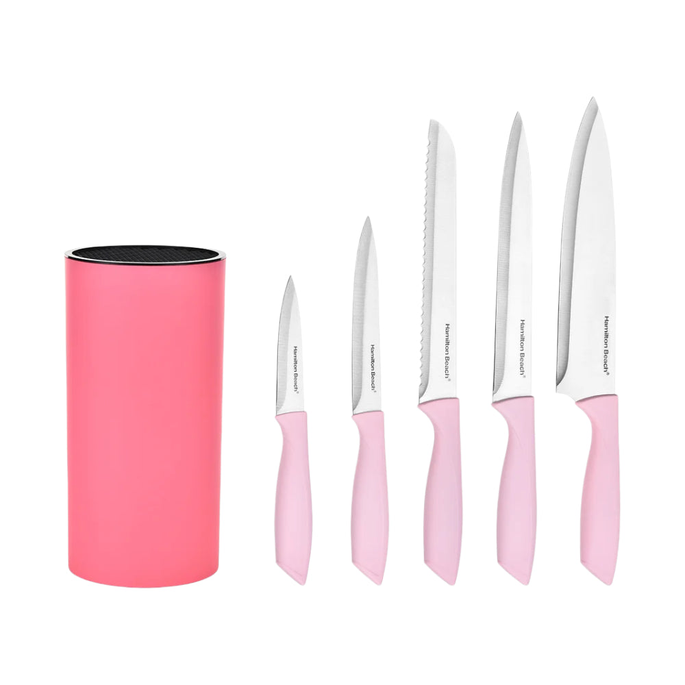 Hamilton Beach Cutlery Set with Holder (6-Piece) - Pink