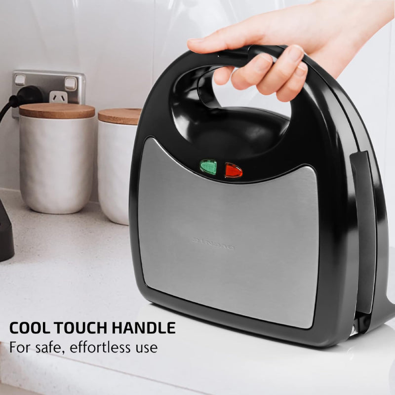 Ovente GPI202B 3-in-1 Electric Sandwich Maker with Non-Stick Waffle Grill Plates - Black