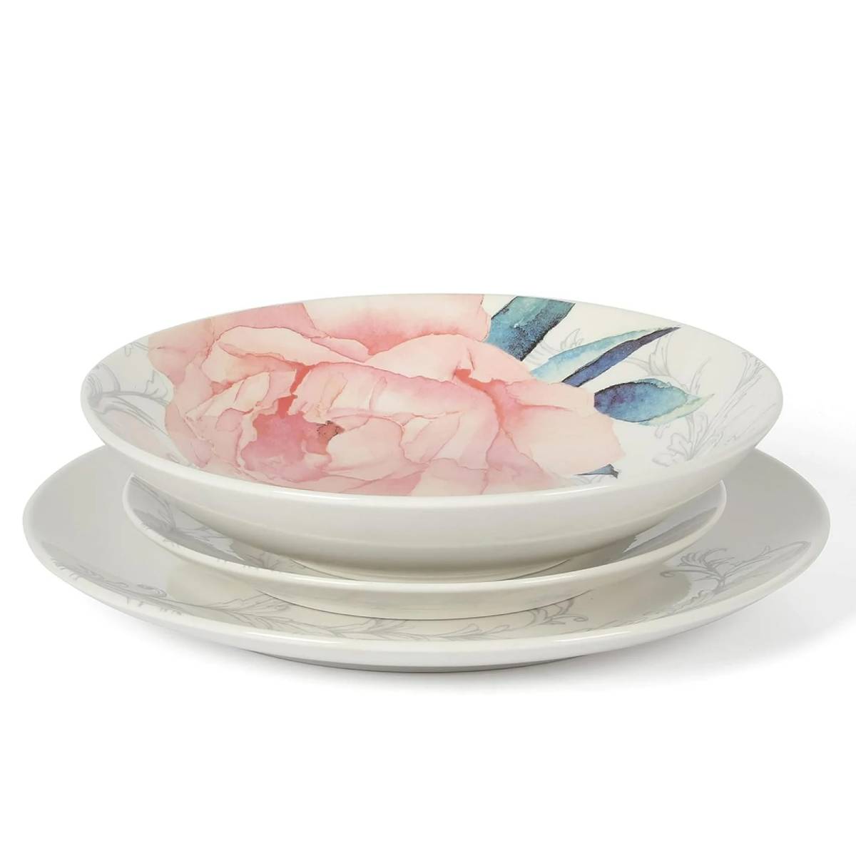 Gibson Martha Stewart Peony Dinnerware Set (12-Piece) - White