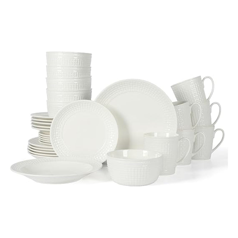 Martha Stewart Basket Weave Dinnerware Set (30 Piece)- White