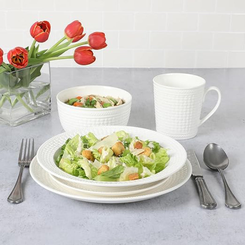 Martha Stewart Basket Weave Dinnerware Set (30 Piece)- White