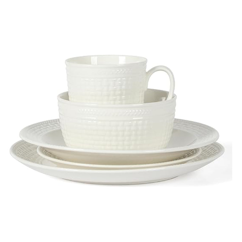 Martha Stewart Basket Weave Dinnerware Set (30 Piece)- White