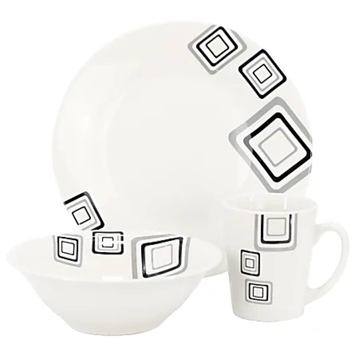 Gibson Home Dinnerware Set (12-Piece) - White/Black