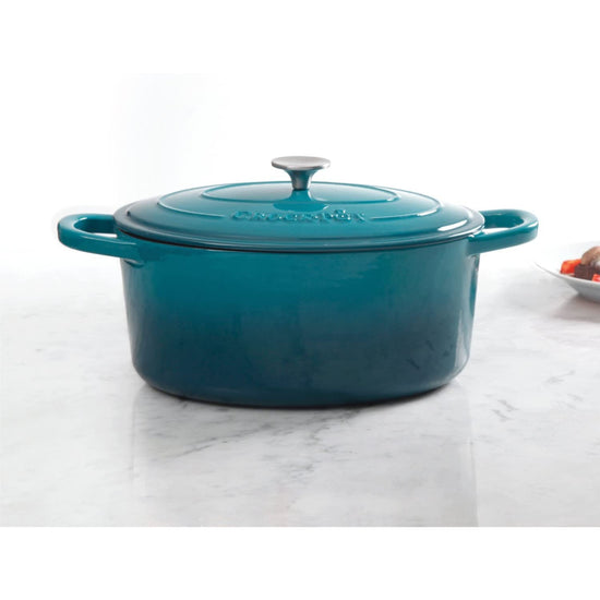 Crock-Pot Artisan 109475.02 7 Quart Non-stick Enameled Cast Iron Dutch Oven - Teal Ombre - Curacao