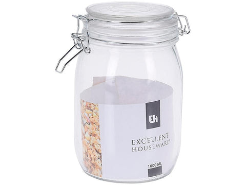 Koopman 1L Glass Jar with Clip Lid - Curacao