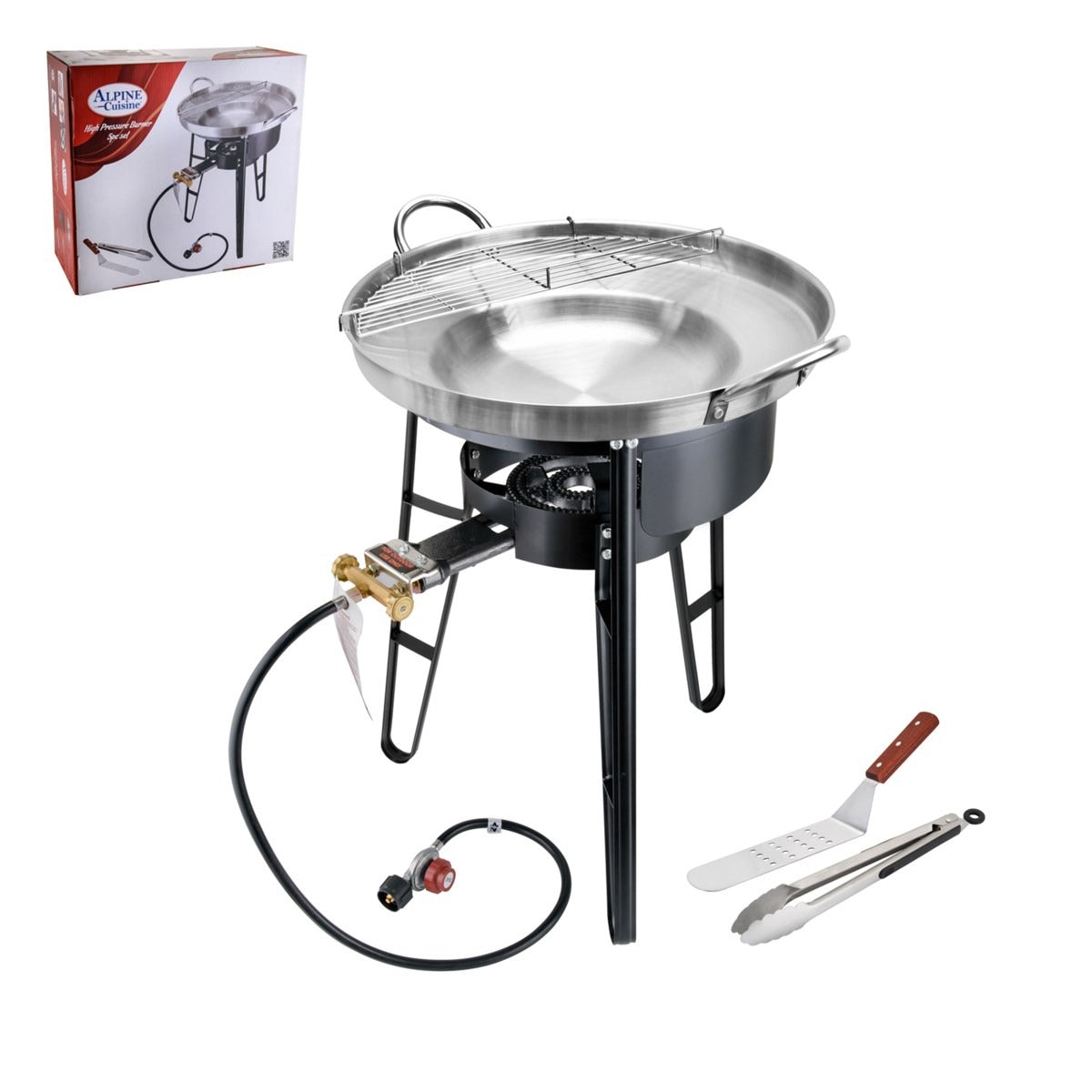 Alpine Cuisine AI26360 High Pressure Burner (5-Piece) - Silver/Black - Curacao
