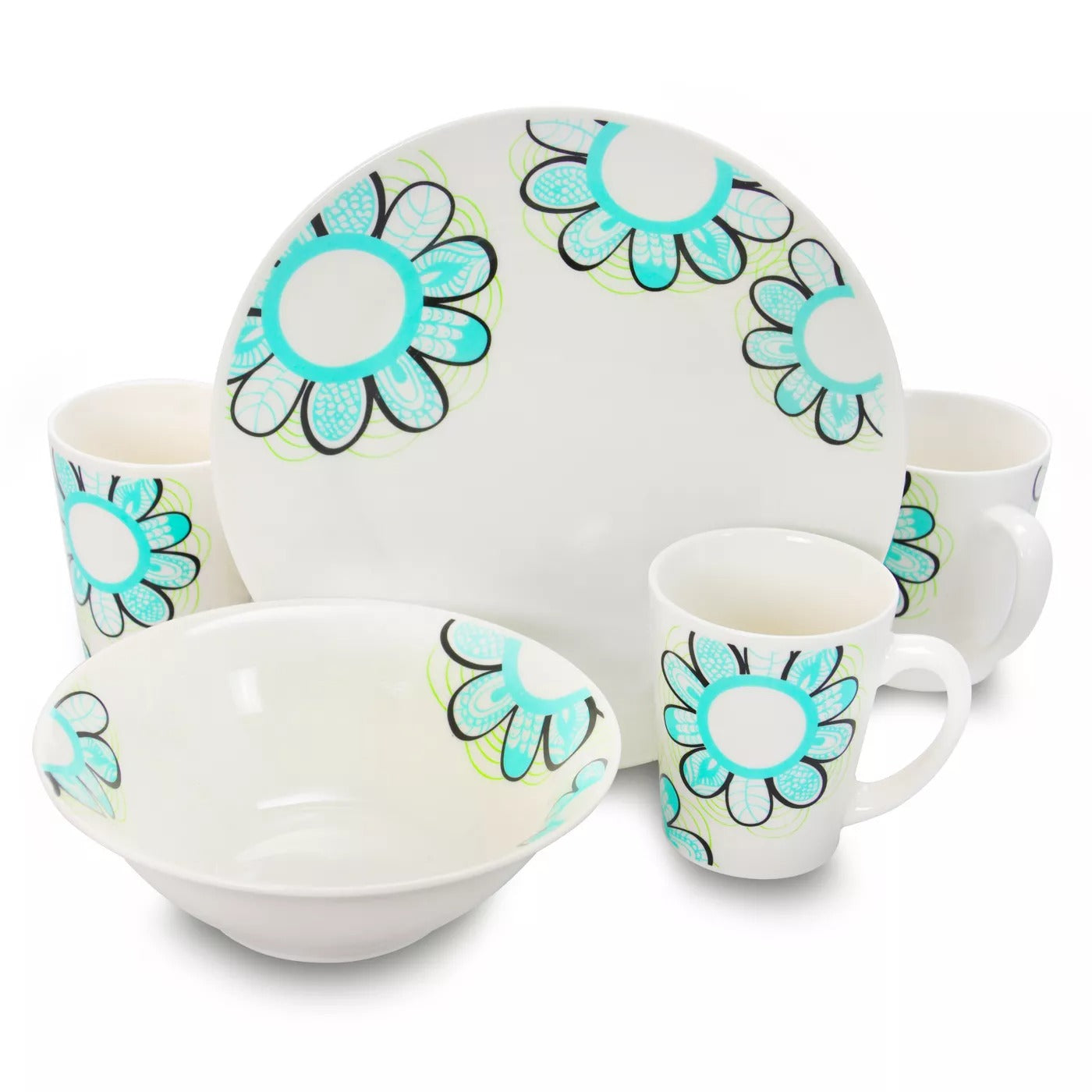Gibson Lush Blossom Dinnerware Set (12-Piece) - White - Curacao