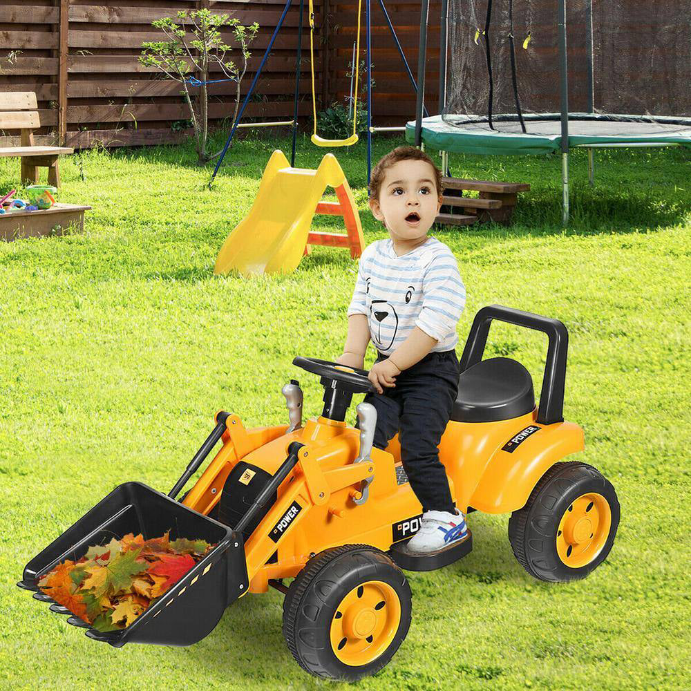 Kids Ride-On Excavator Digger 6V Tractor - Yellow