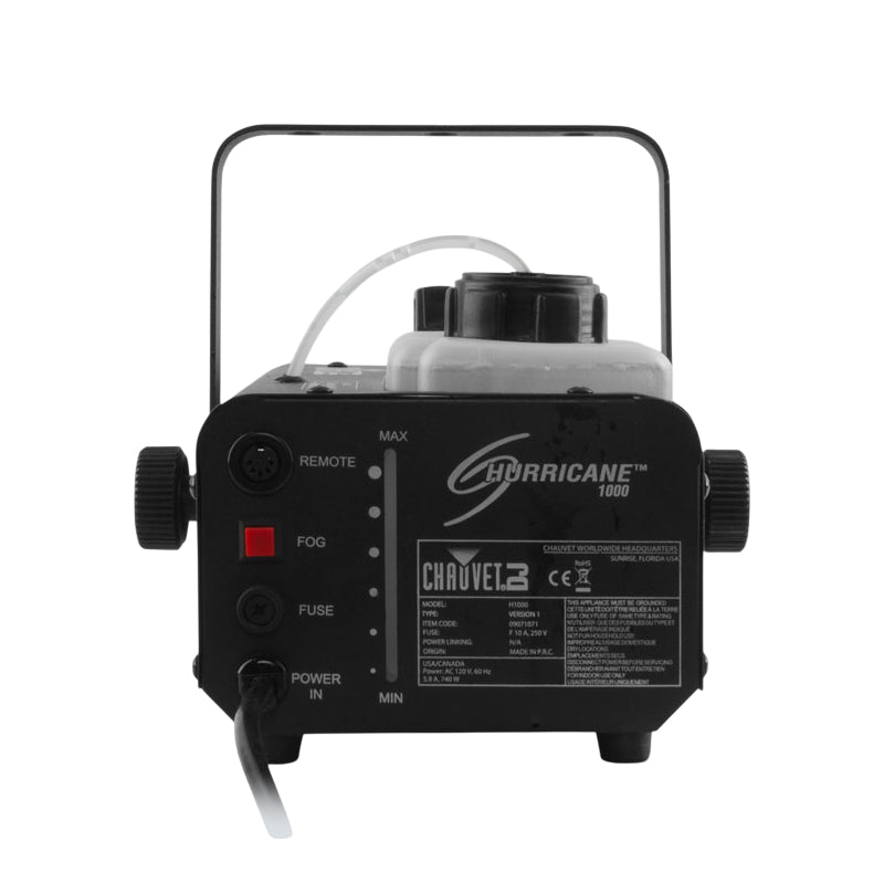 Chauvet DJ Hurricane 1000 Fog Machine with Manual and Wireless Remote Control - Black