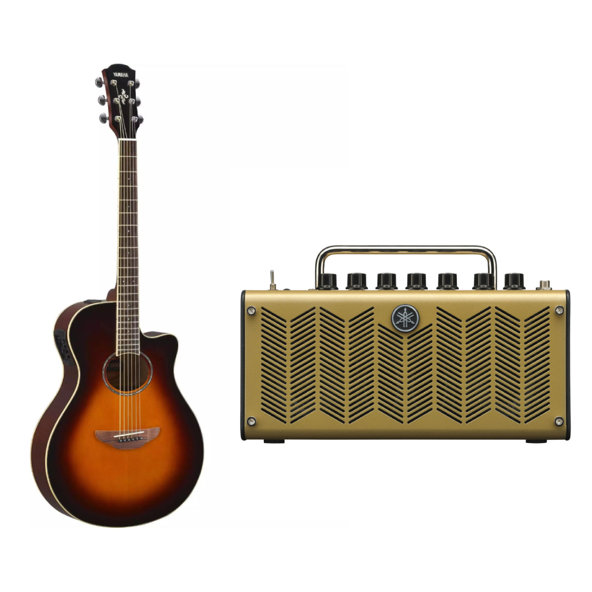 Yamaha Bundle: APX600 Red Thinline Acoustic-Electric Guitar + THR5A 10W Gold Desktop Amplifier