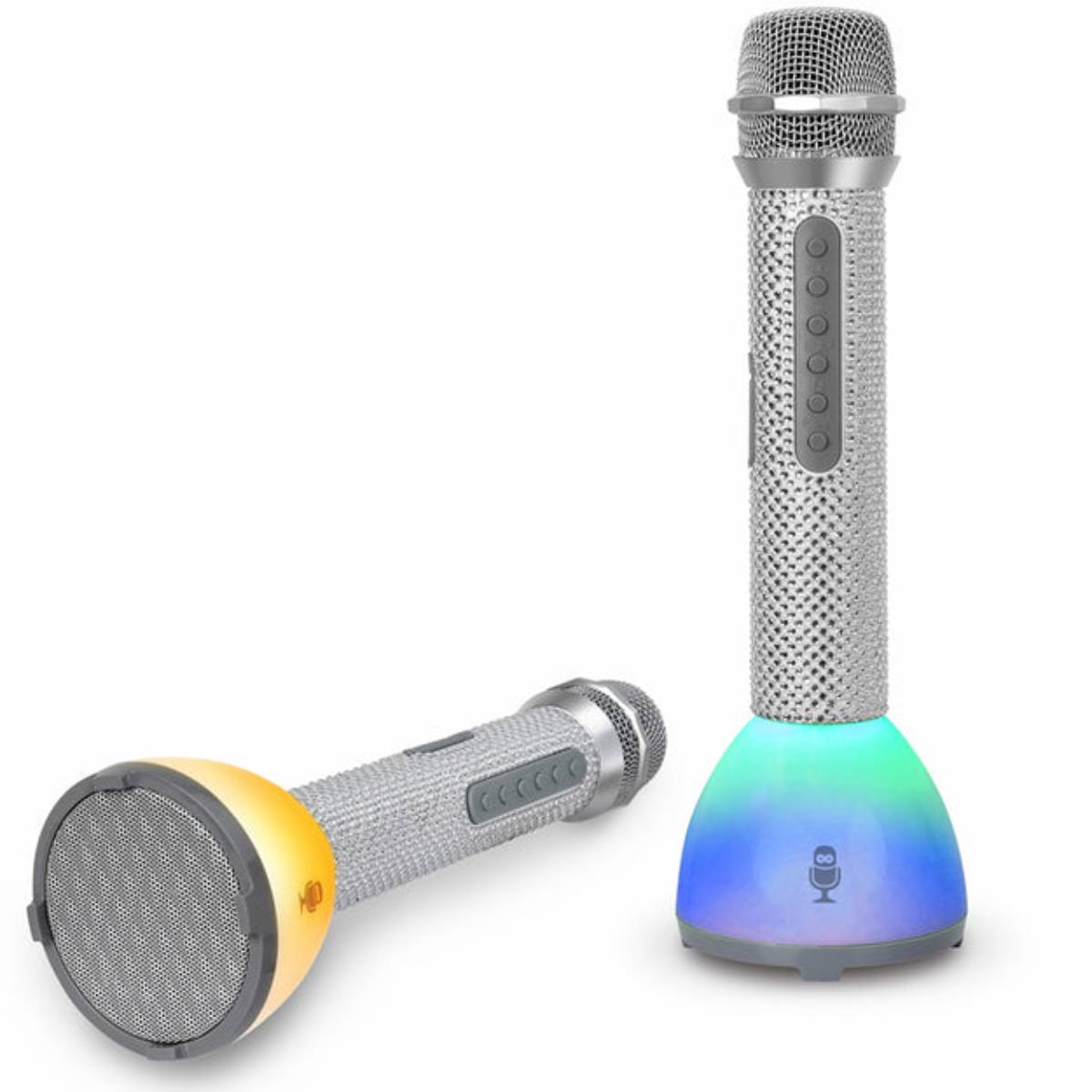 Singing Machine Bling Duets Wireless Microphone Speaker (2-Piece) - Silver