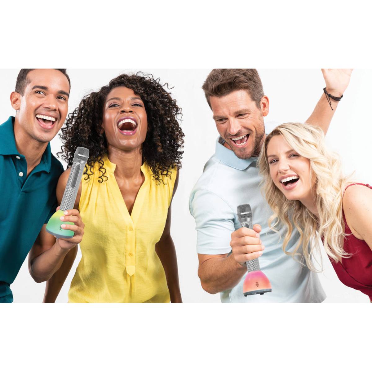 Singing Machine Bling Duets Wireless Microphone Speaker (2-Piece) - Silver