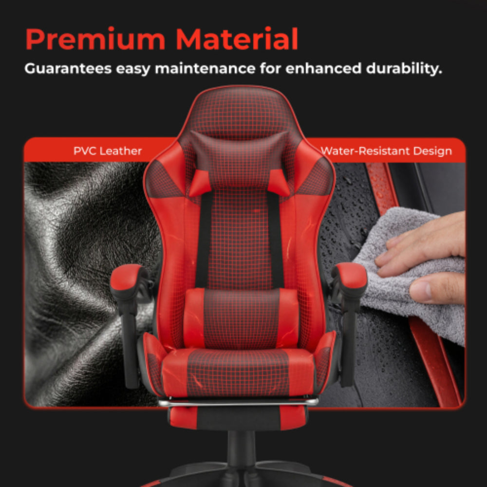 Black Widow Gaming Chair with Headrest - Black/Red
