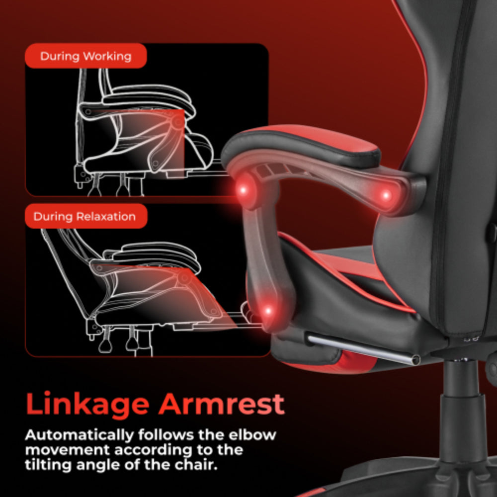 Black Widow Gaming Chair with Headrest - Black/Red