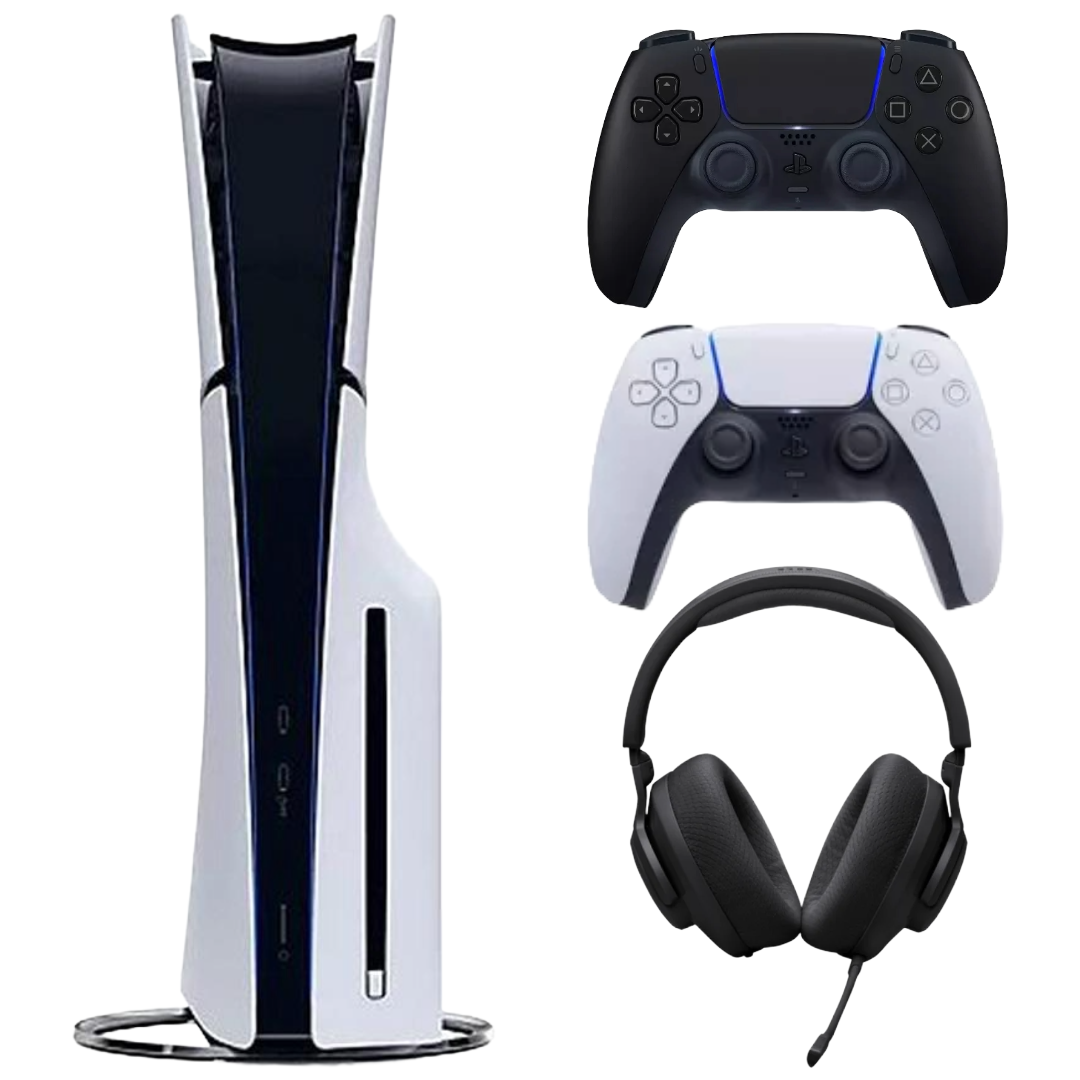 Bundle: Sony PlayStation 5 Slim + Midnight Black DualSense Wireless Controller + JBL Quantum 360X Over-the-Ear Wireless Gaming Headset
