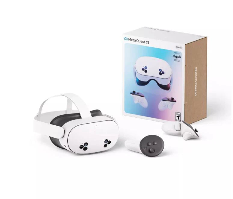 Bundle: Meta Quest 3S 128 GB Virtual Reality Headset + Meta Quest Carrying Case for Quest 3/3S - Gray
