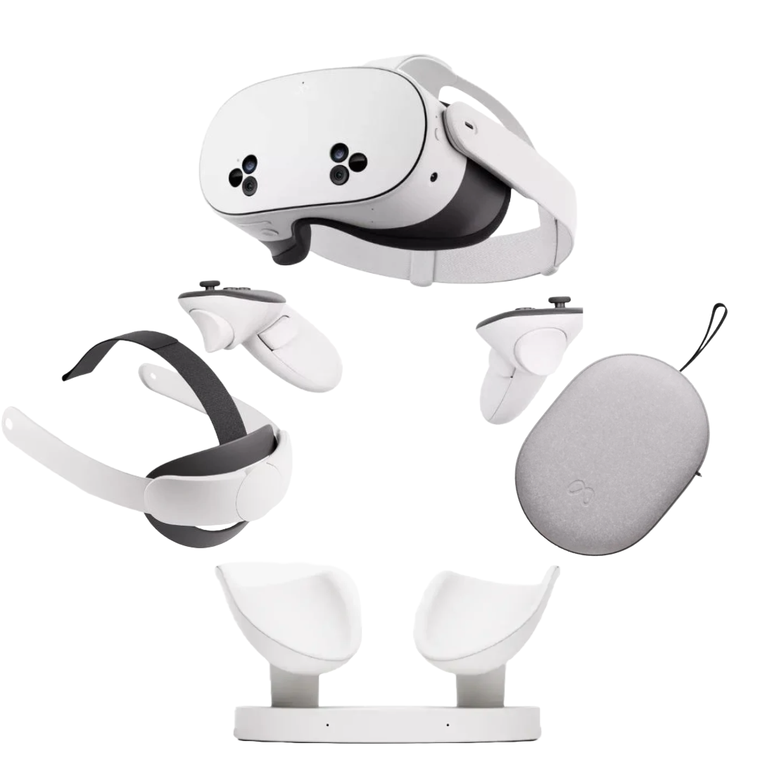 Bundle: Meta Quest 3S 256 GB Virtual Reality Headset with Batman: Arkham Shadow + Meta Quest SK-1000045-01 Carrying Case for Quest 3/3S - Gray + Meta Quest 3 Elite Strap + Meta Quest SK-1000009-01 Compact Charging Dock