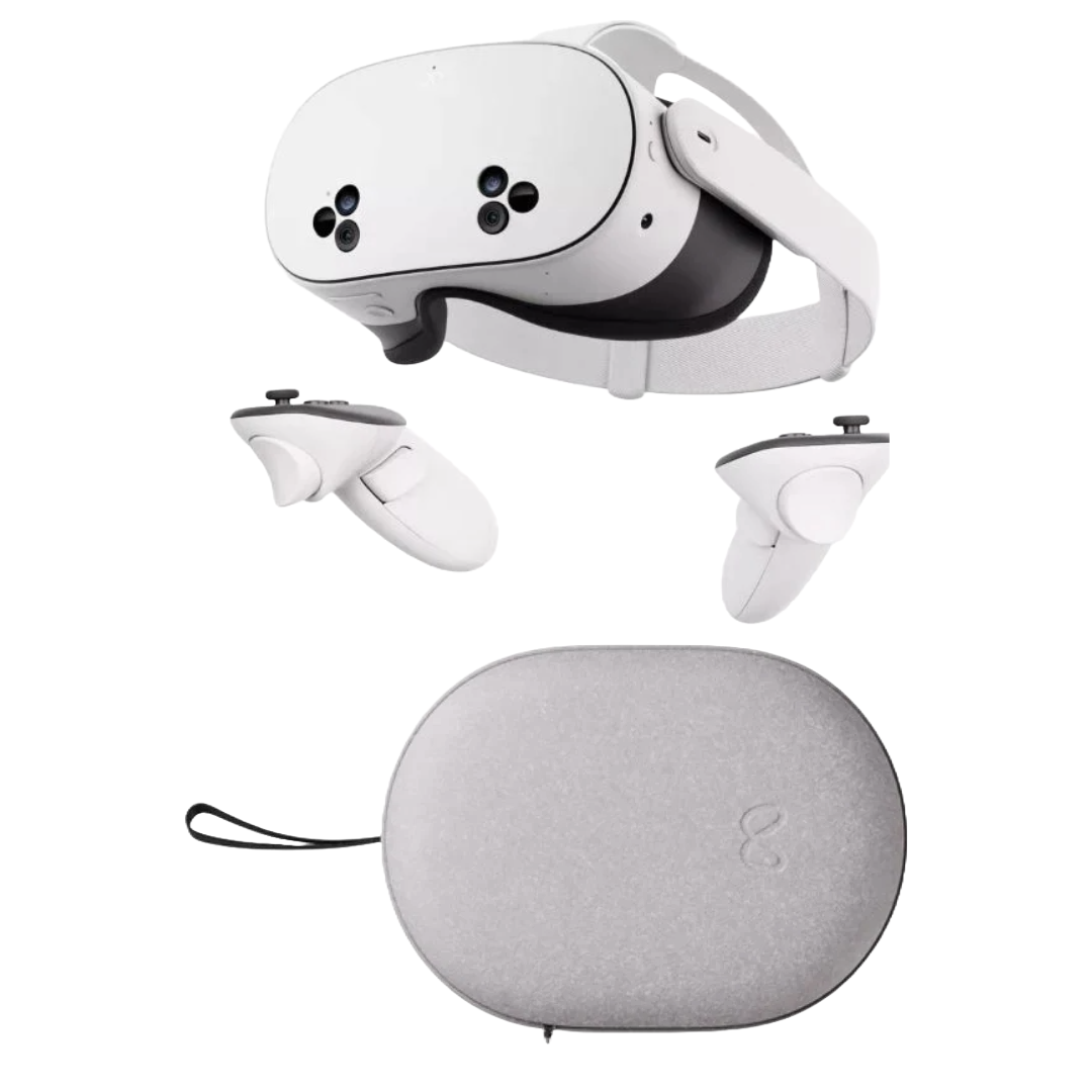 Bundle: Meta Quest 3S 256 GB Virtual Reality Headset + Meta Quest Carrying Case for Quest 3/3S - Gray + Meta Quest 3 Elite Strap