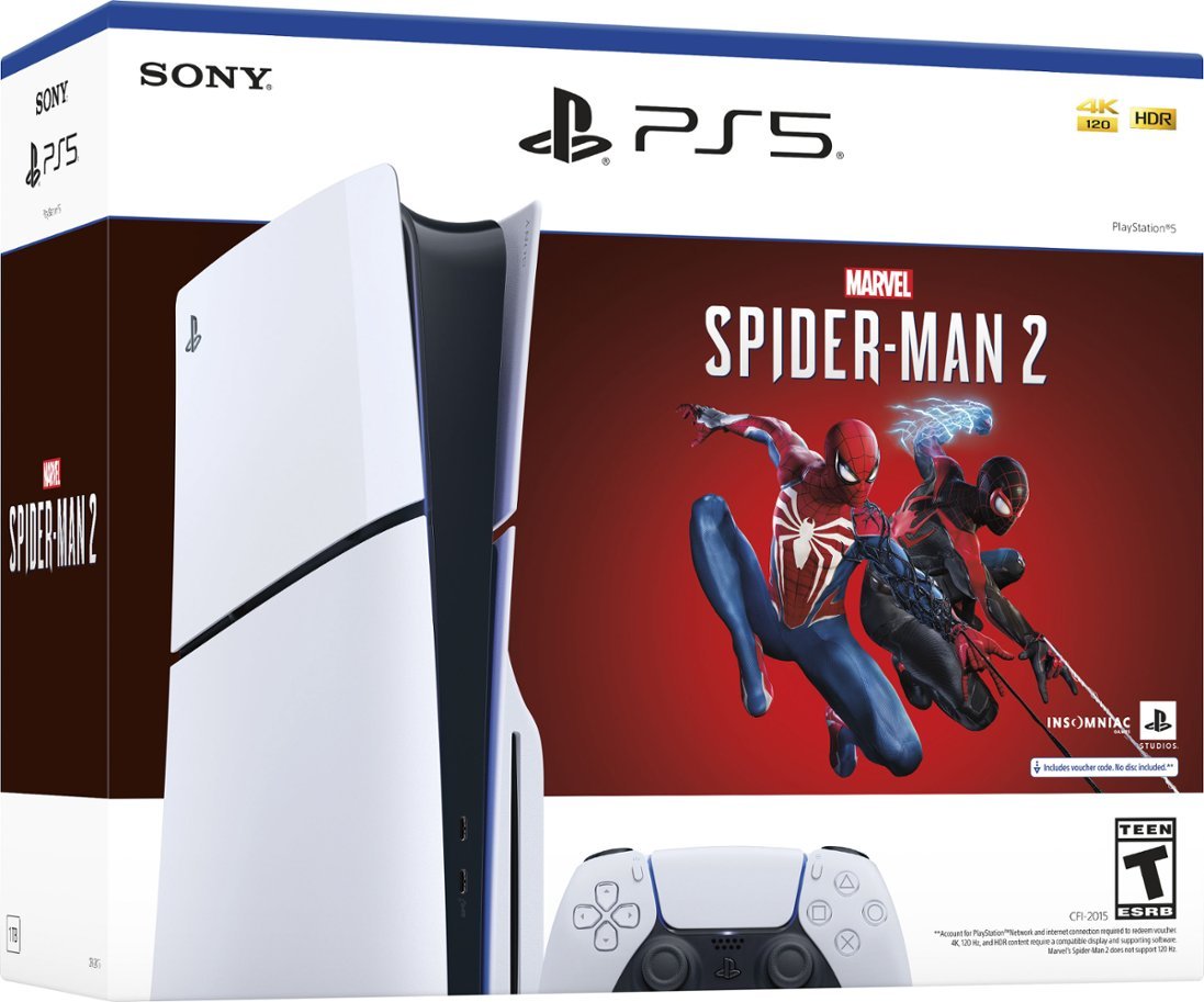 Sony PlayStation 5 Slim Console Marvel's Spider-Man 2 Bundle - White