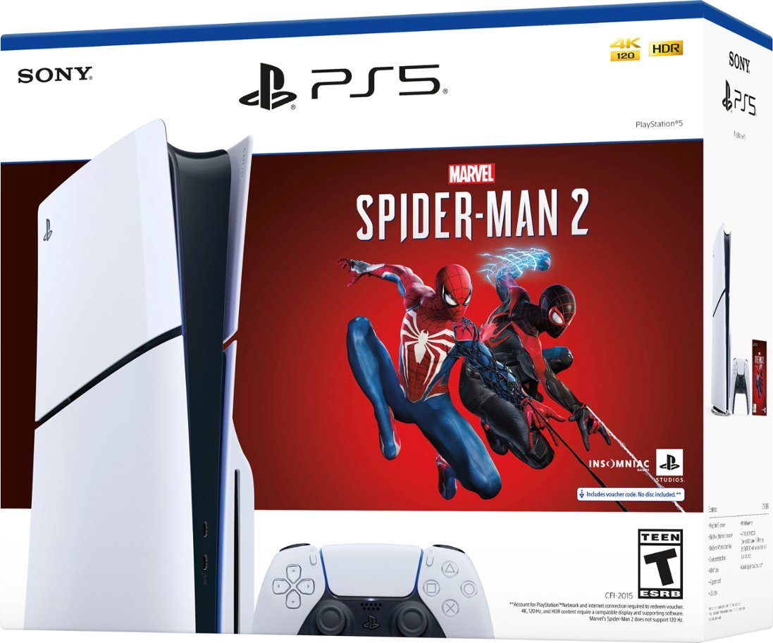 Sony PlayStation 5 Slim Console Marvel's Spider-Man 2 Bundle - White