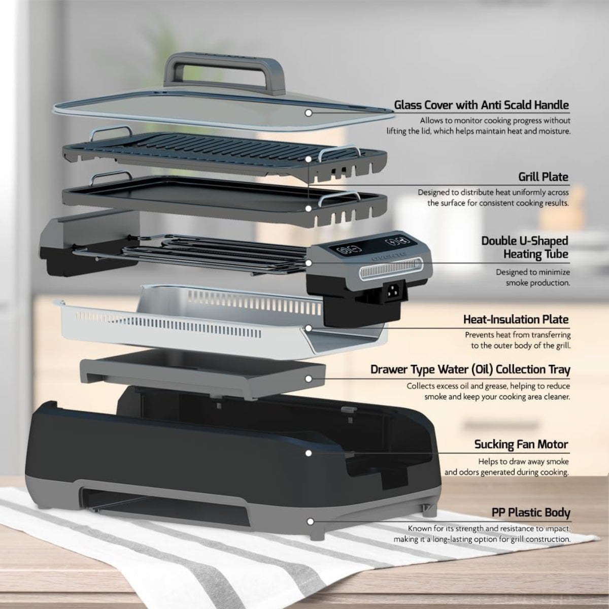 Ovente SGR85B Indoor Electric Grill - Black