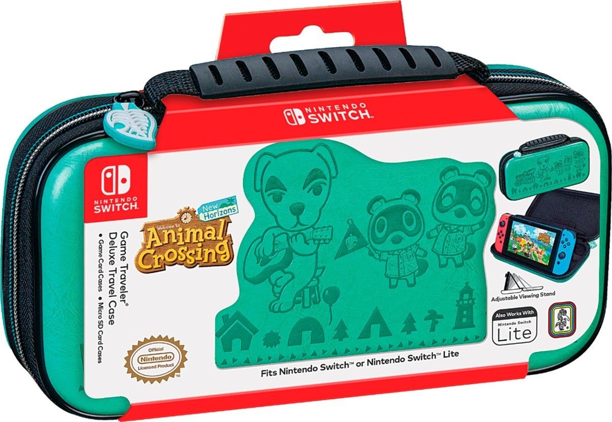 Estuche de viaje de lujo RDS Industries Animal Crossing New Horizon Game Traveler para Nintendo Switch y Switch Lite, color verde