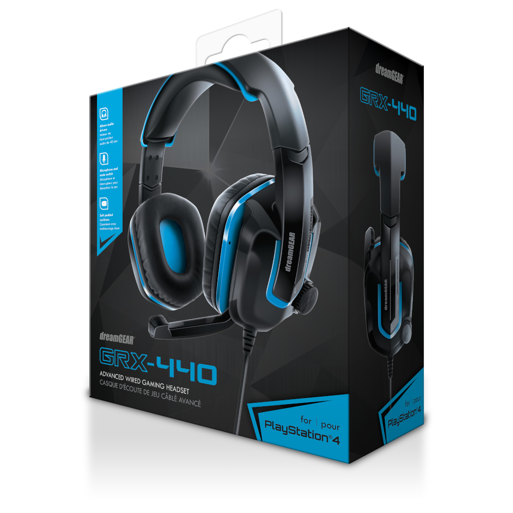 DreamGEAR PlayStation 4 Wired Headset - Black/Blue - Curacao