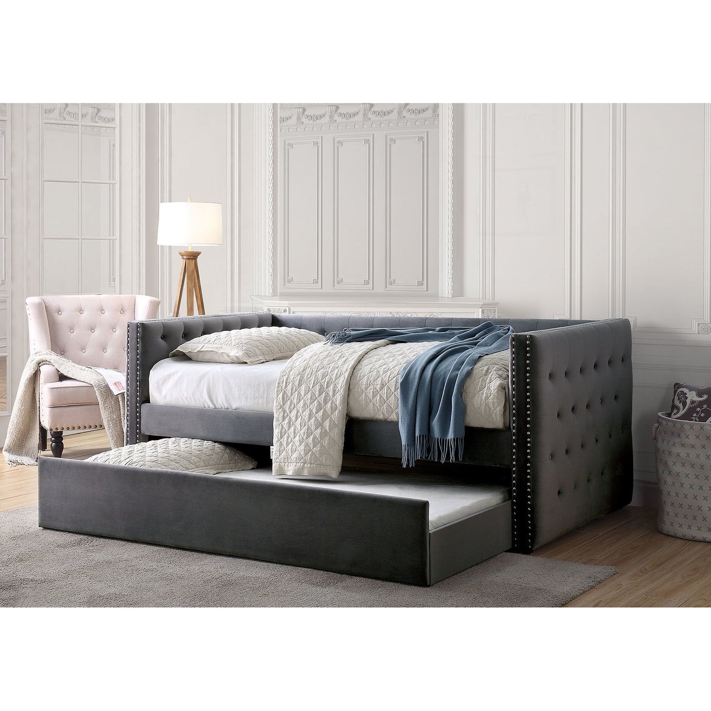 Susanna Gray Twin Daybed with Trundle by Furniture of America