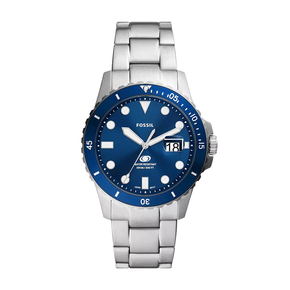Fossil Blue Dive Men's 42mm Silver Bracelet Watch - Blue Dial