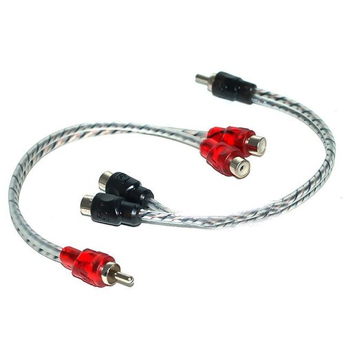 Cerwin-Vega CRHY2F 1' Color Coded Y Male to Female RCA Connectors (1-Pair) - Clear - Curacao