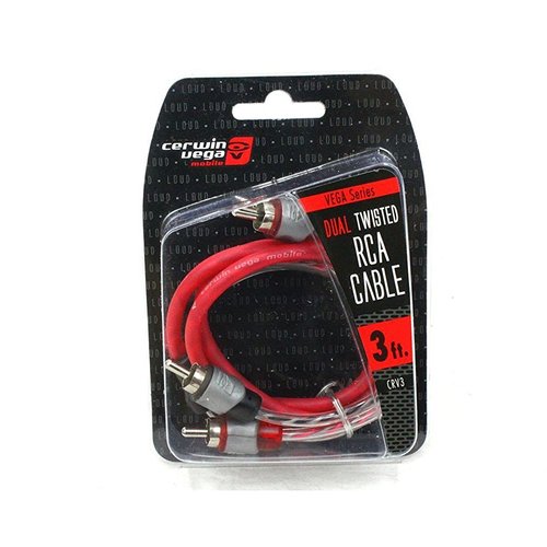 Cerwin-Vega CRV3 3' 2-Channel Dual Twisted RCA Molded Cable - Red - Curacao