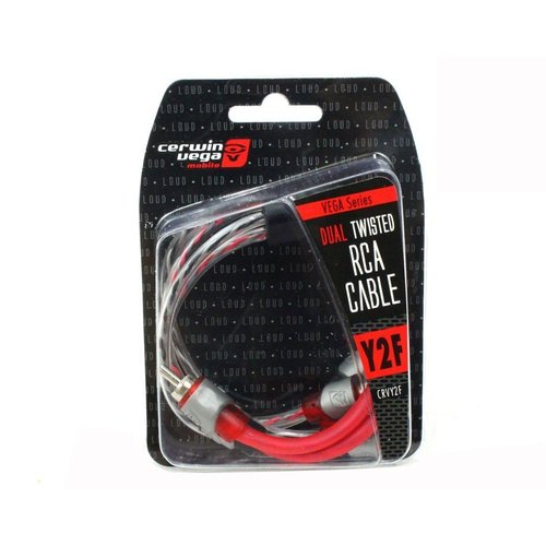 Cerwin-Vega CRVY2F Dual Twisted 1 Male to 2 Female RCA Molded Cable - Red - Curacao