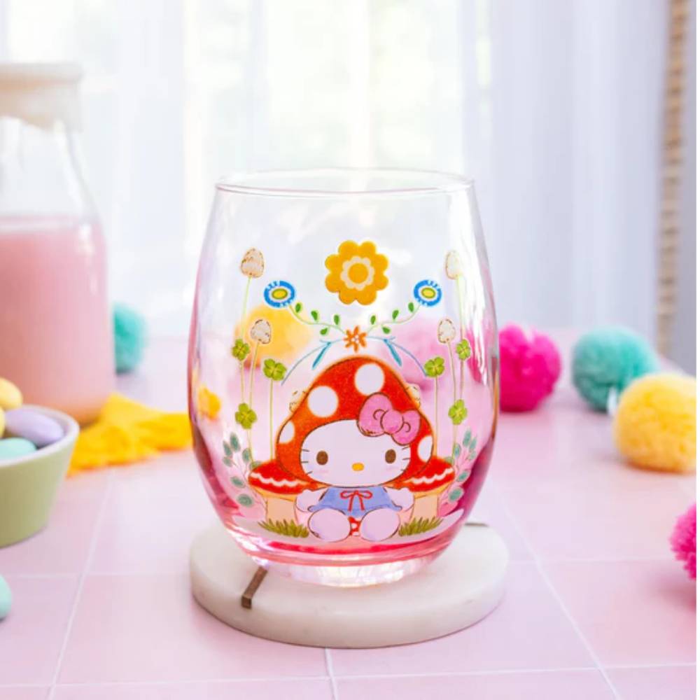 Sanrio Hello Kitty 20 oz Mushroom Art Stemless Wine Glass - Multicolor