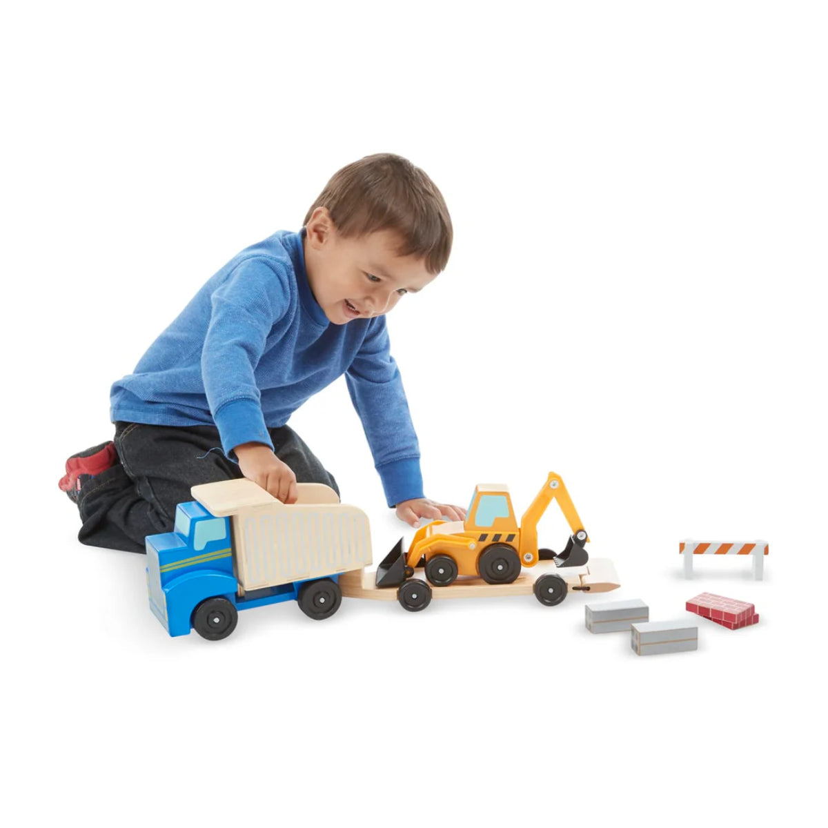 Melissa & Doug Classic Toy Dump Truck and Loader (8 Pieces)