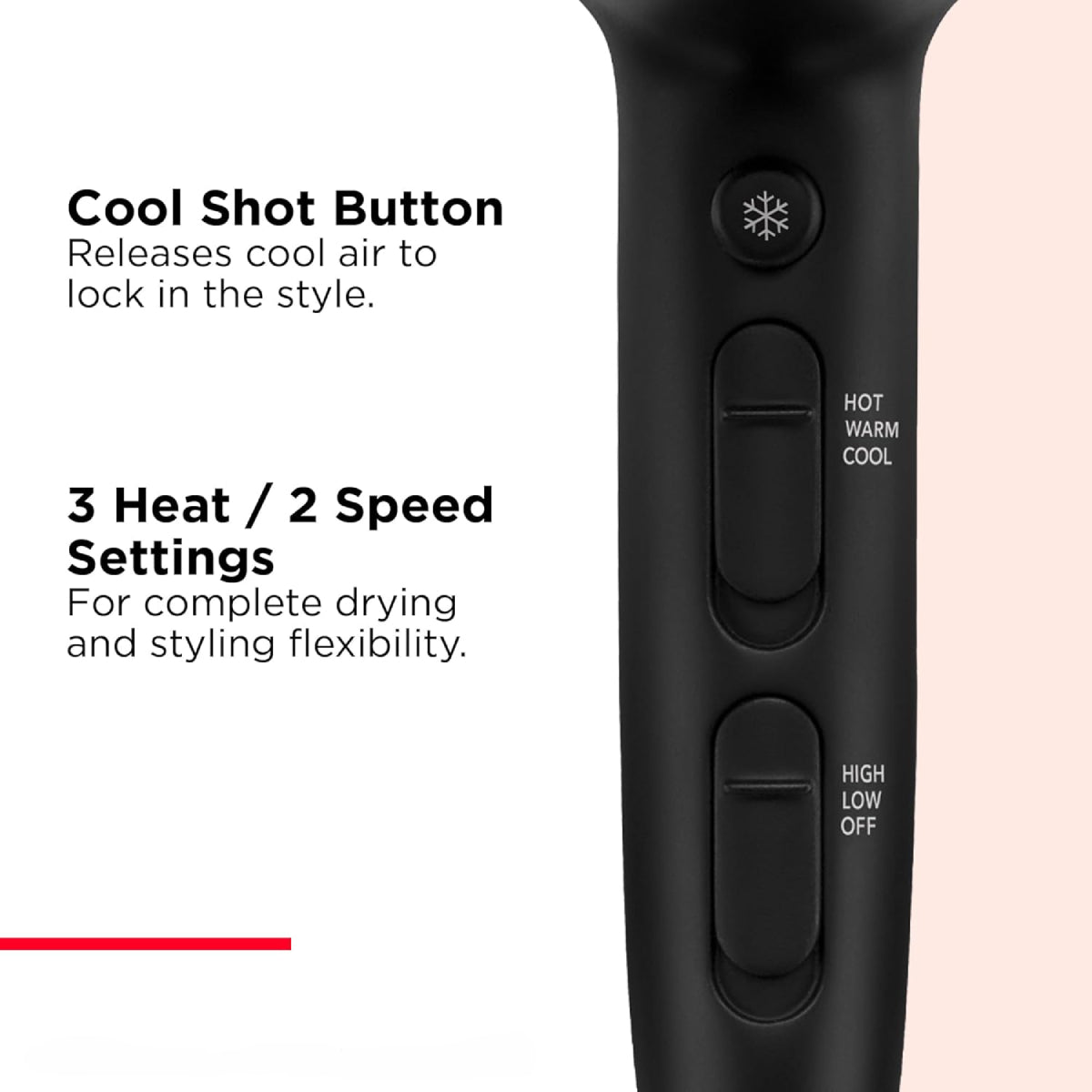 Revlon RVDR5347 Perfect Match Hair Dryer with Concentrator - Black/Pink