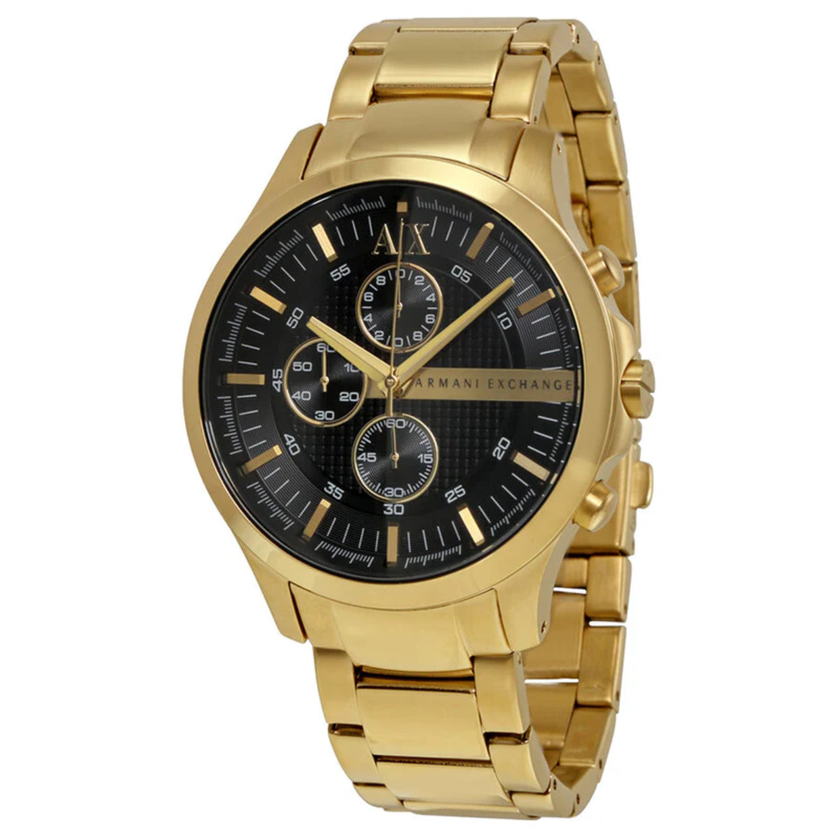 Armani Exchange Hampton Unisex 47mm Gold Bracelet Watch - Black Dial