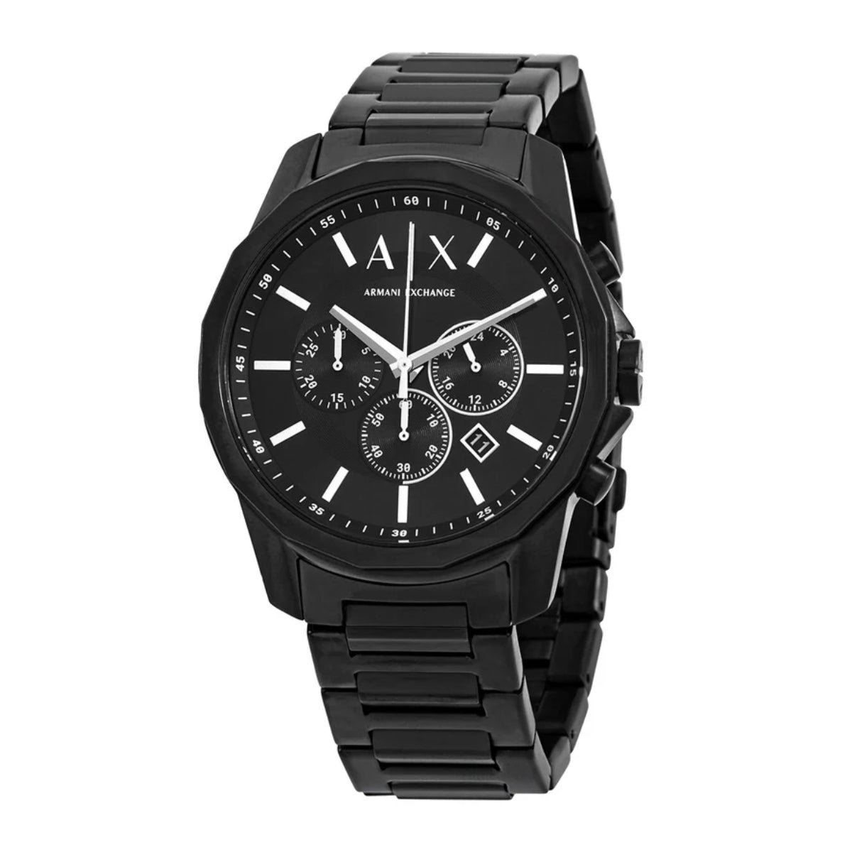 Armani Exchange Bank's Men's 44mm Black-Plated Bracelet Watch - Black Dial