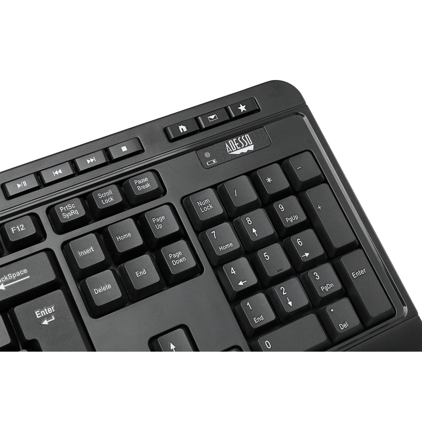 Adesso Antimicrobial Wireless Desktop Keyboard and Mouse, Black