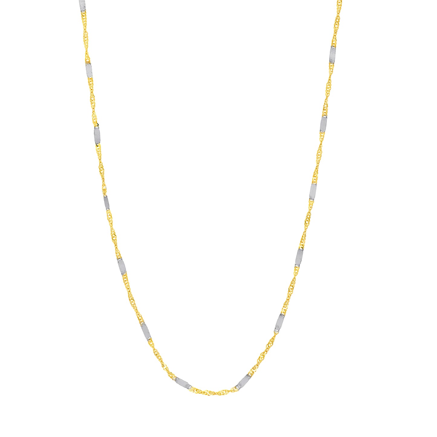 14K White and Yellow Gold 20" 1.45MM Flat Chain